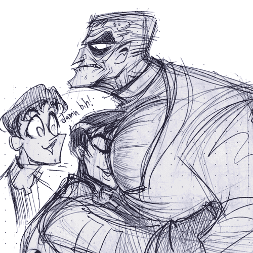 My art of Terry hugging Bruce.